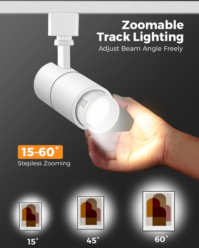Zoomable 10W LED Track Lighting Heads H Type, White 6 Pack