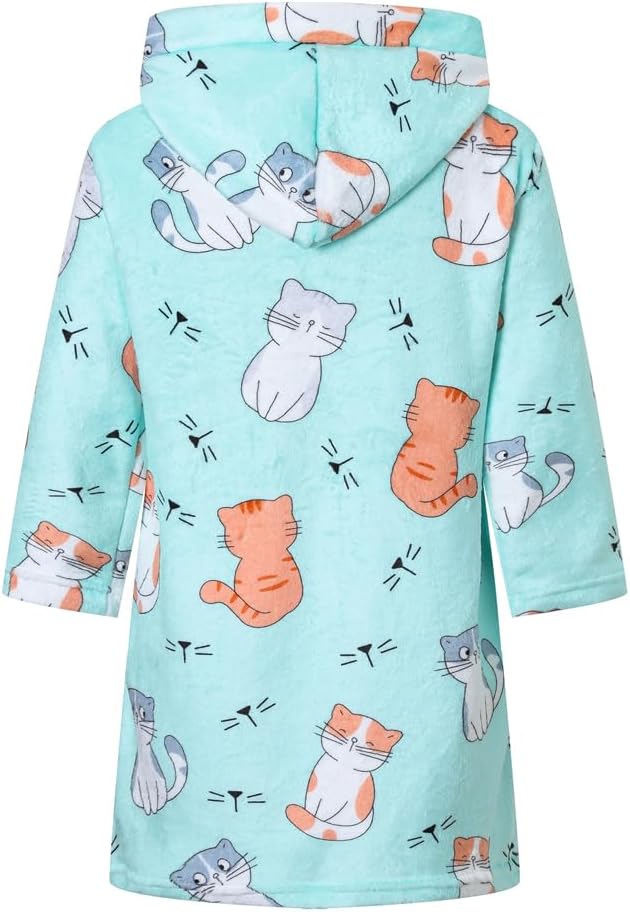 Boys Girls Bathrobes,Toddler Boy Girl Robes,Children's Plush Soft Coral Fleece Hooded Pajamas Sleepwear for Kids