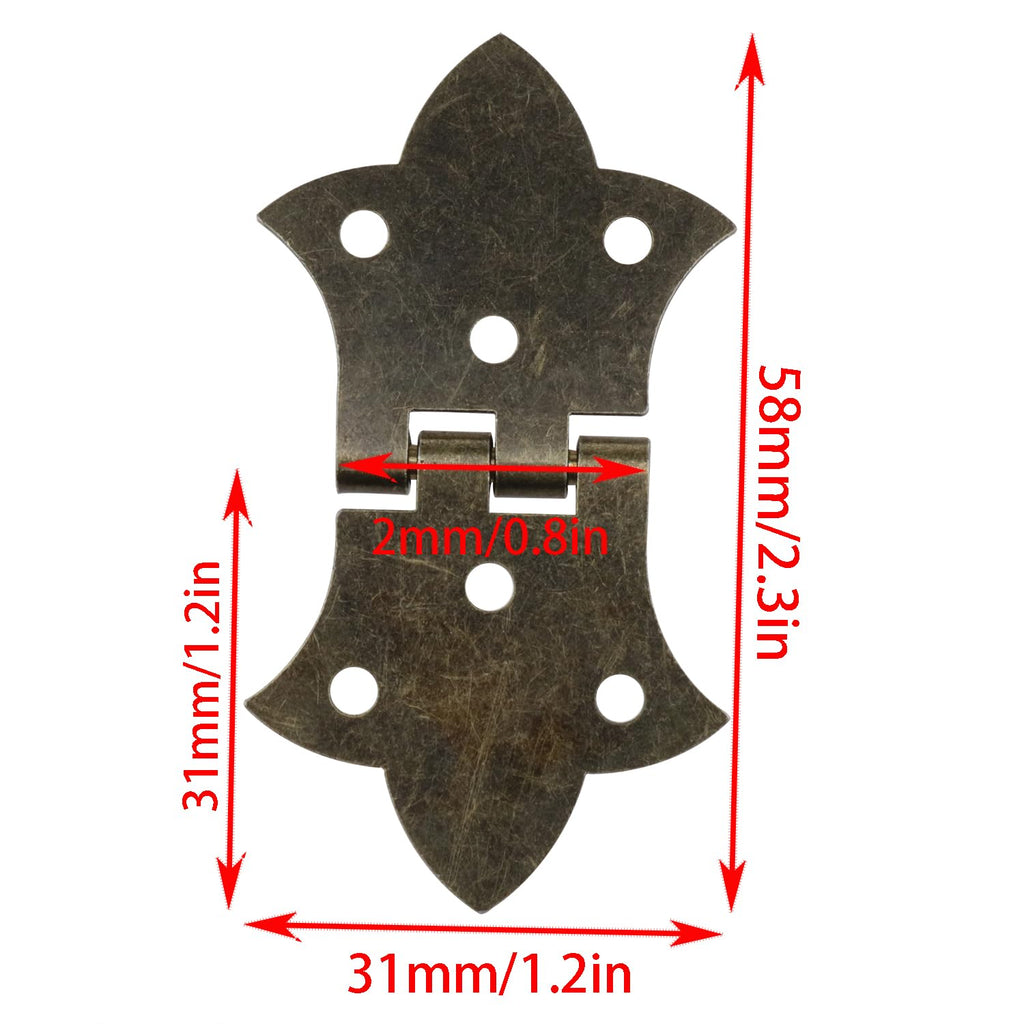 10pcs 2.24 * 1.22-inch Butterfly Hinge Antique Bronze Hinges Decorative Hinges with Mounting Screws for Cabinets