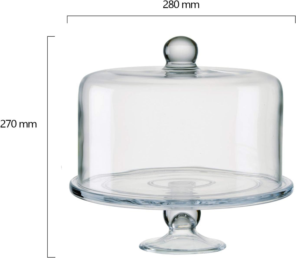 Simplicity Cake Stand with Straight Sided Dome - Flawless Glass, Tall Cake Friendly, Secure Design, Elegant - Set of 2
