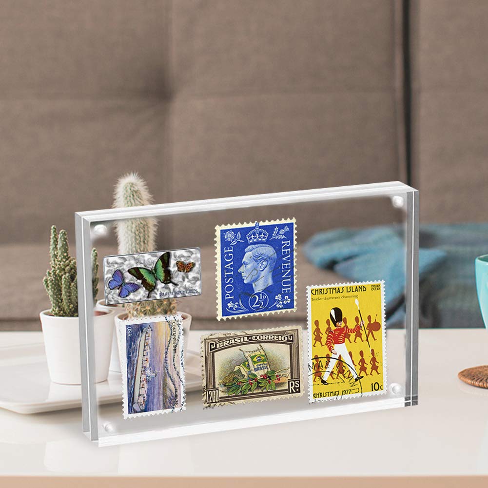 Acrylic Frame, 2 Pack 4x6 Acrylic Picture Frames, 20mm Thicker Frameless Clear Frame Double Sided Magnetic Frame