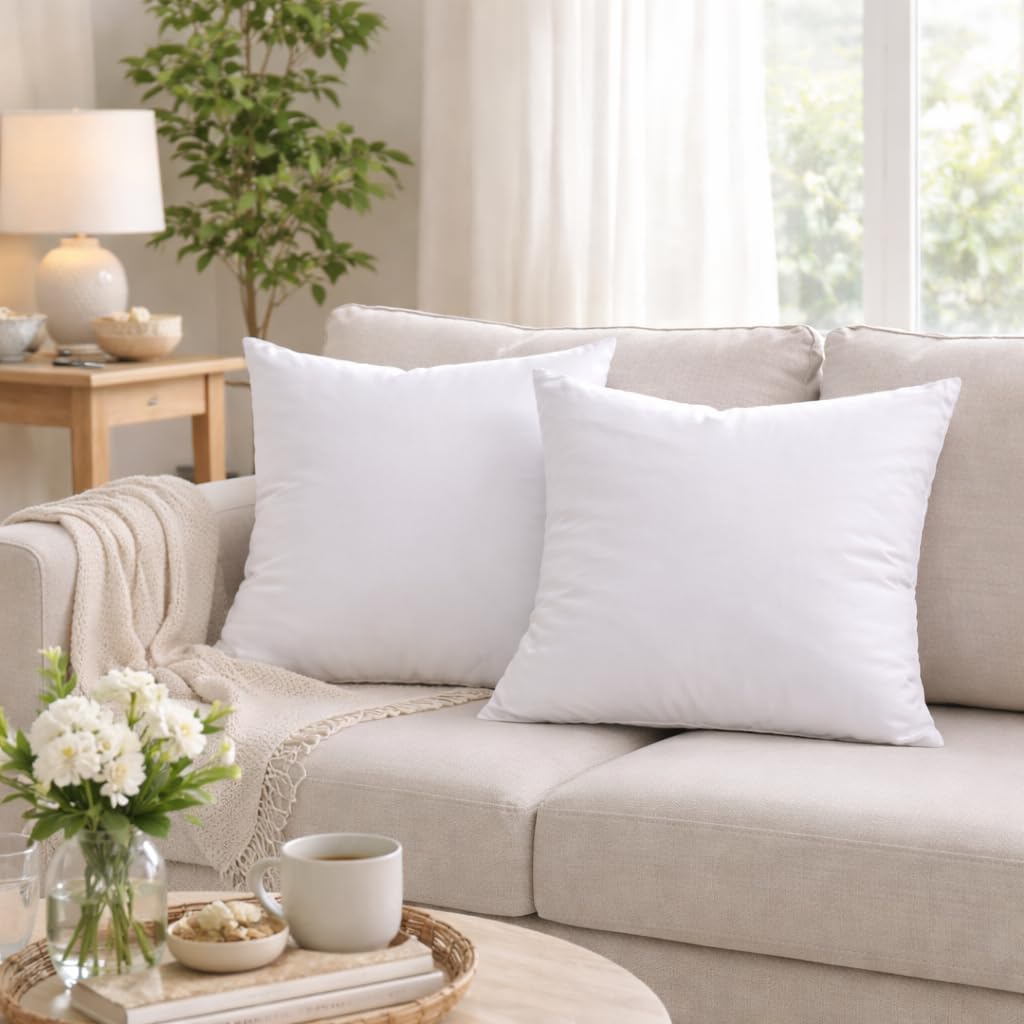 18 x 18 Inch Throw Pillow Inserts Square Cushions with Polyester Fill for Decorative Pillow Covers - Set of 8