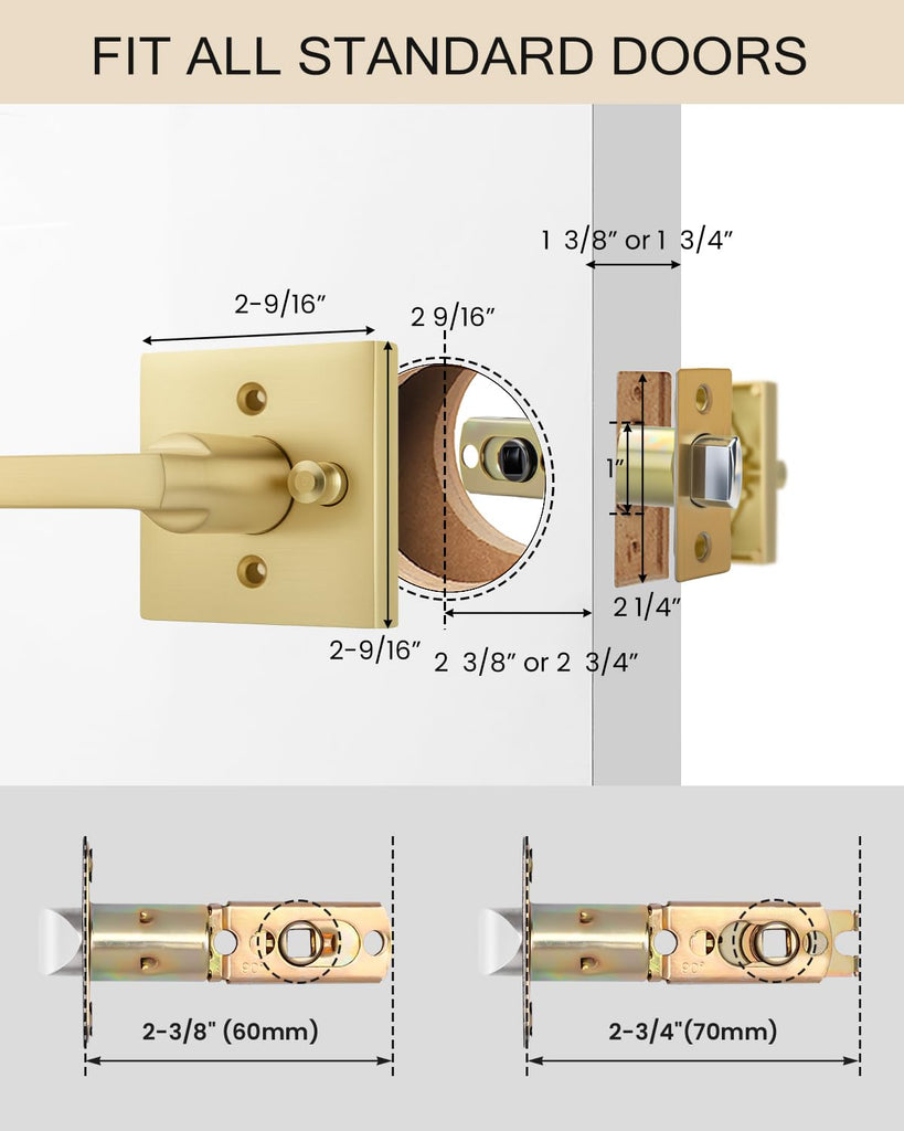 Brushed Gold Door Handles Interior, Gold Privacy Door Handle, 1 Pack