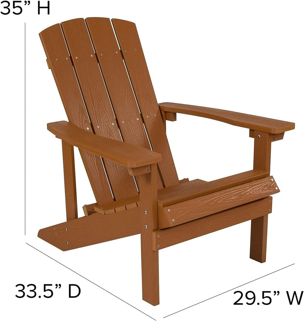Charlestown Poly Resin Adirondack Chair - Teak - All Weather - Indoor/Outdoor - Set of 2 | All-Weather