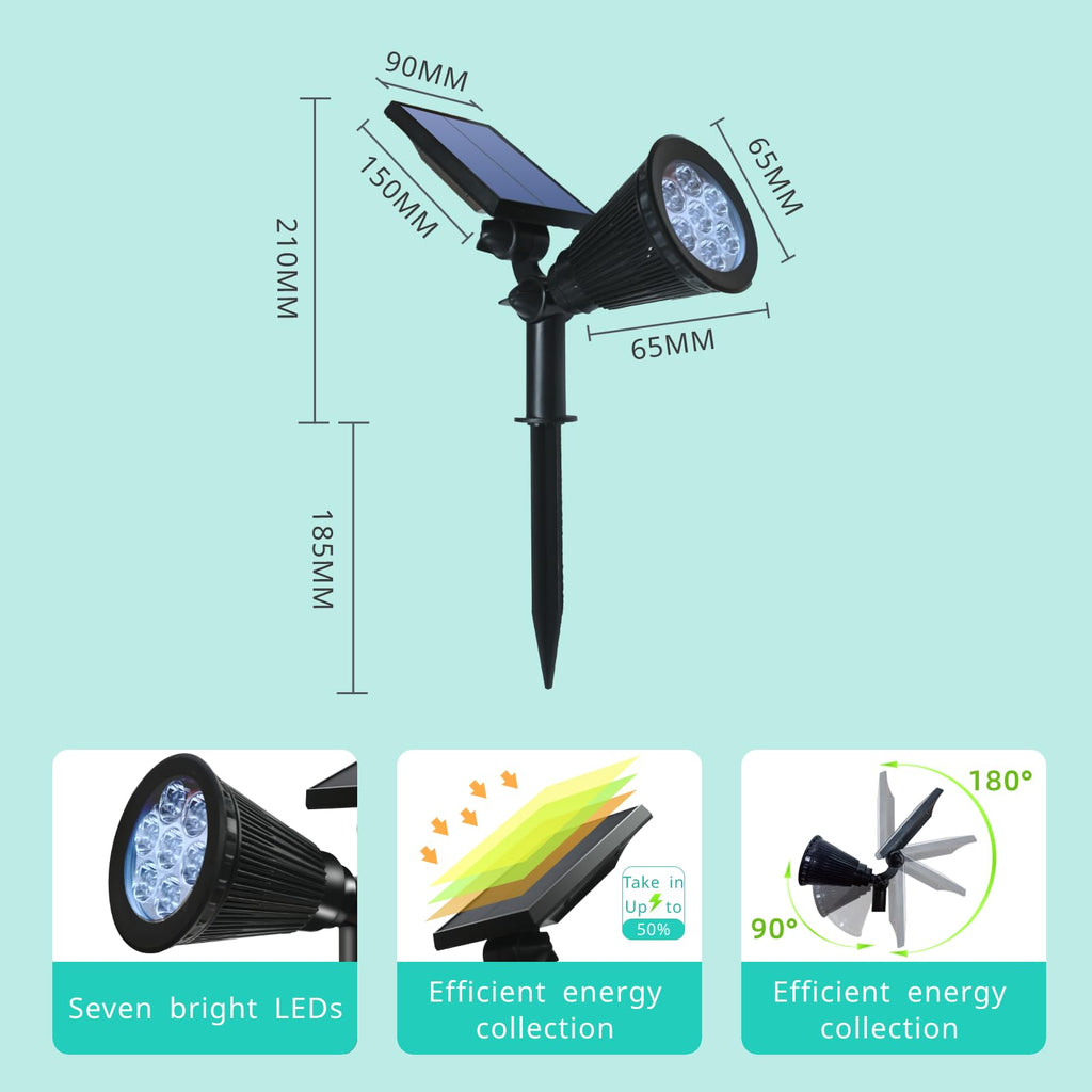 Solar Spot Lights Outdoor Color Changing, 8 Lighting Modes 2-in-1 Solar Lights Outdoor Waterproof, Auto On/Off