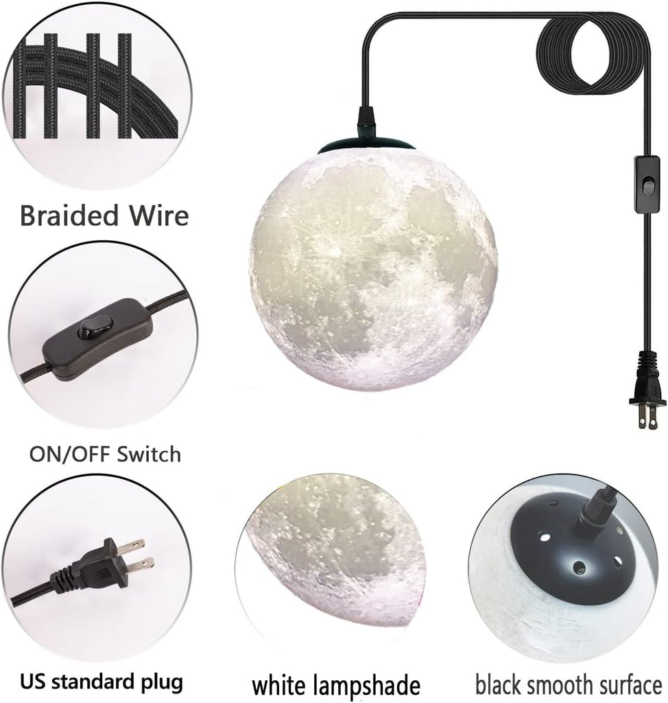 Plug in Pendant Lighting with Cord,Hanging Lamps that Plug Into Wall Outlet White,16.4Ft Hanging Light Cord