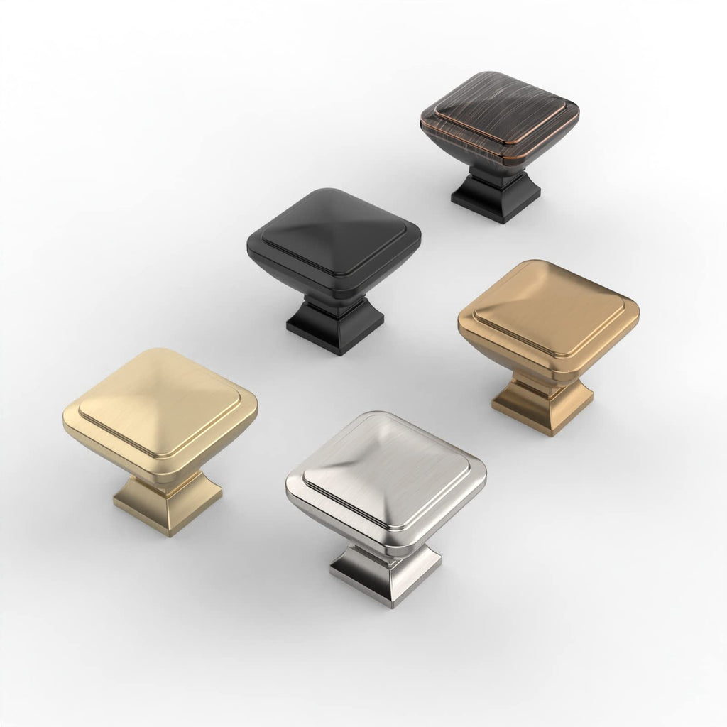 15 Pack Champagne Bronze Cabinet Knobs,Solid Square Drawer Pulls