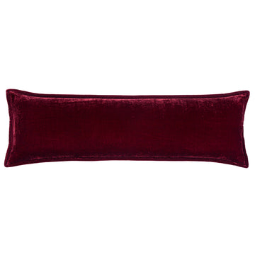 Stella Faux Silk Velvet Garnet Red Long Lumbar Pillow
