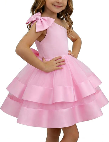 Flower Dress Sleeveless One Shoulder Birthday Party Formal Prom Gown