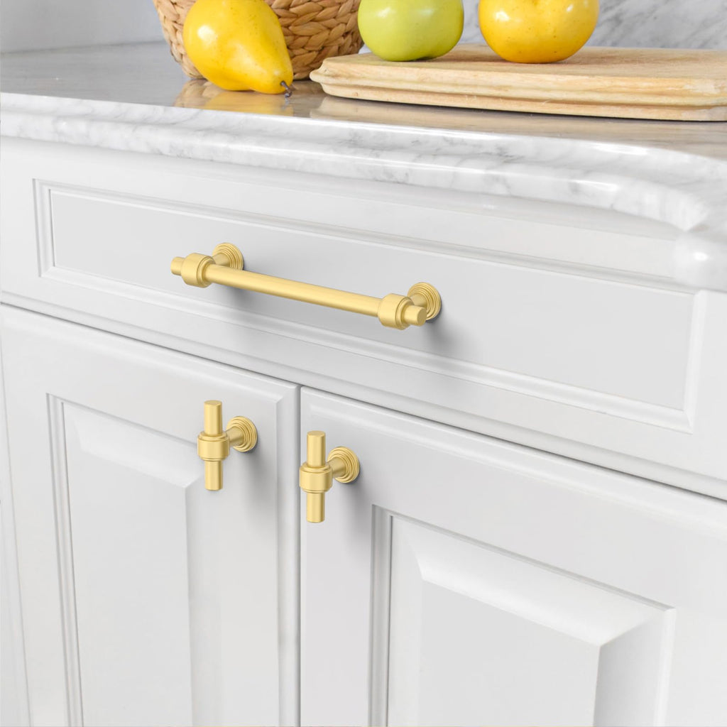 10 Pack Brushed Gold Cabinet Pulls 6.3 Inch(160mm) Hole Center Drawer Pulls Cabinet Hardware Kitchen Cabinet Handles