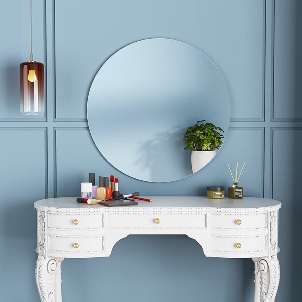 16'' Round Glass Mirror for Wall Decor, Frameless Circle Wall Mirror