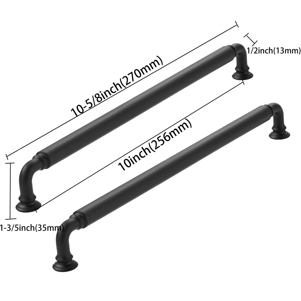 2 Pack 10 Inch Hole Center Matte Black Cabinet pulls Heavy-Duty Solid Cabinet Handle Hardware Suitable for cabinets