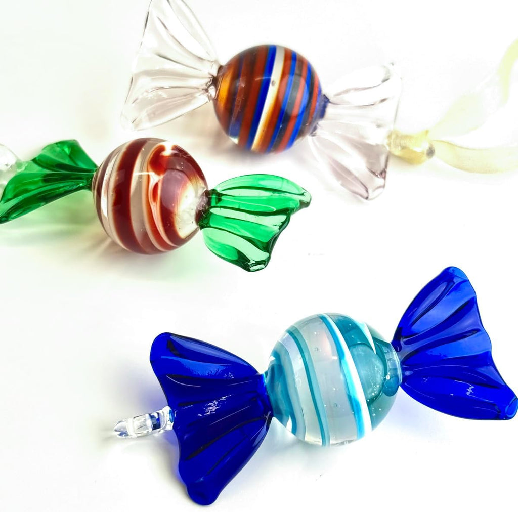 Murano Glass Candy Ornaments, Handmade in Italy (Set of 3)