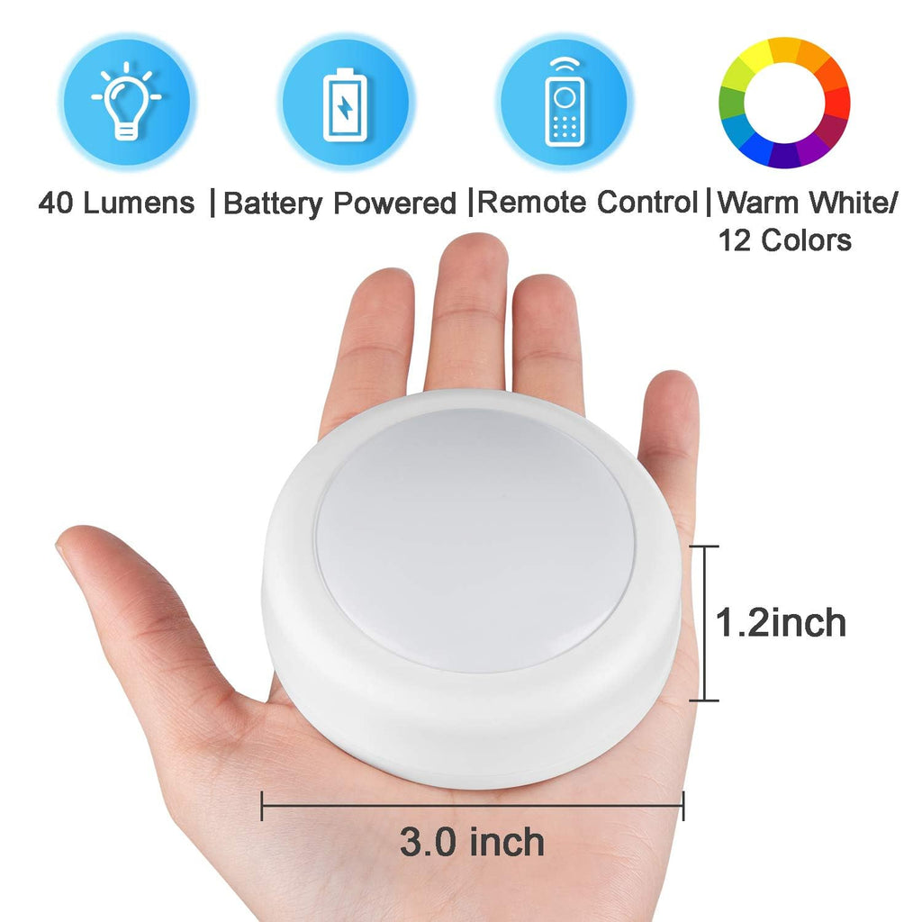 LED Puck Lights with Remote Control, Wireless Under Cabinet & Closet Lighting, RGB 13 Color Changing Lights
