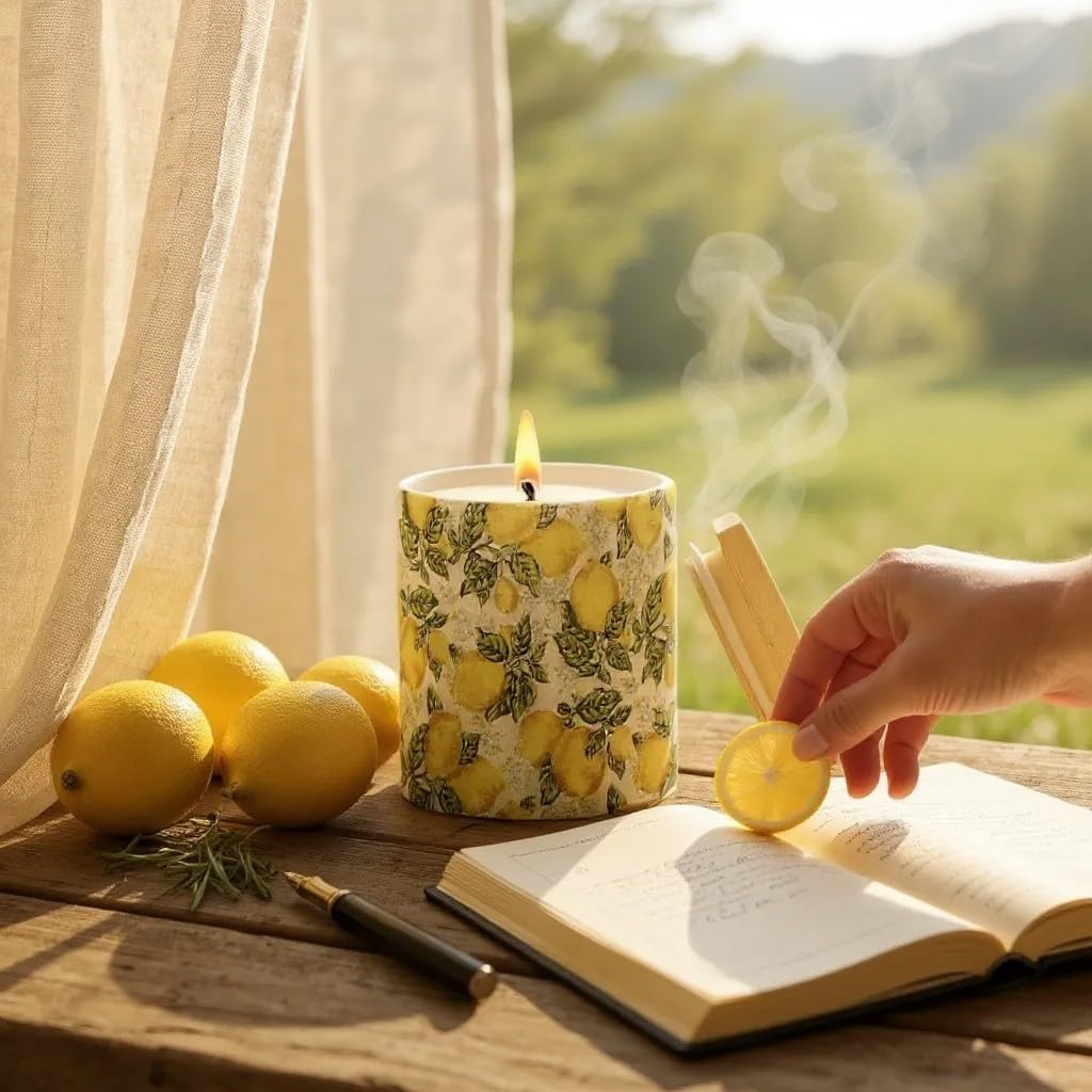 Positano Luxury Porcelain Soy Wax Candle - Eco-Friendly Hand-Poured Candle, Reusable Ceramic Tumbler, Long Burn Time