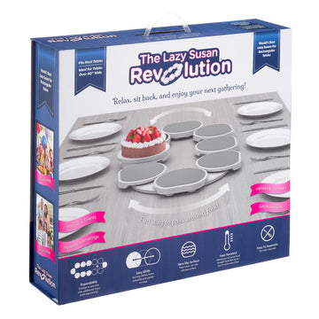 Light Gray- - The First Patented Lazy Susan Turntable Expandable for Rectangular & Oblong Tables - Kitchen & Dining
