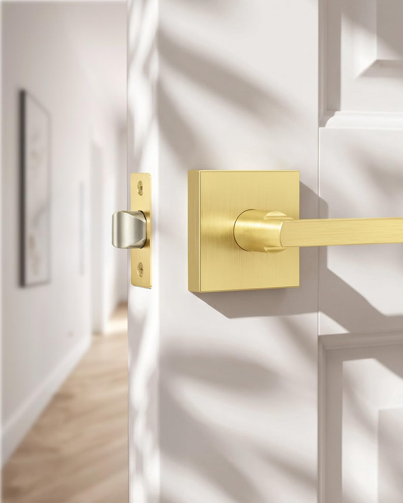 Gold Closet Door Handles, Zinc Alloy Passage Door Handles, 3 Pack