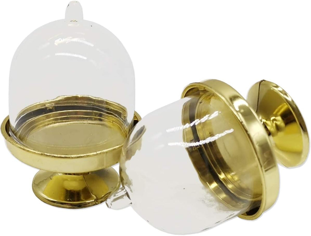 Mini Cupcake Stand, Tiny Cake Dome with Clear Plastic For Chocolate, Cheese, Coconut Macaroons, Rum Balls - Set of 12
