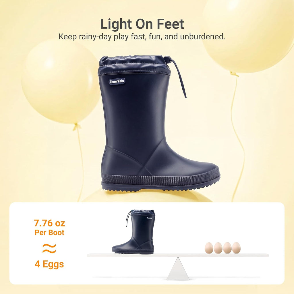 Kids Waterproof Drawstring Rain Boots