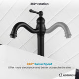 Vessel Sink Faucet 360° Swivel Spout Single Handle Tall Bathroom Faucet 1 Hole Farmhouse Lavatory Washbasin Mixer Tap