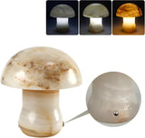 Natural Dolomite Marble Mushroom Lamp,Natural Gemstone Table Lamp Unique Crystal Veins Three-Color Temperature