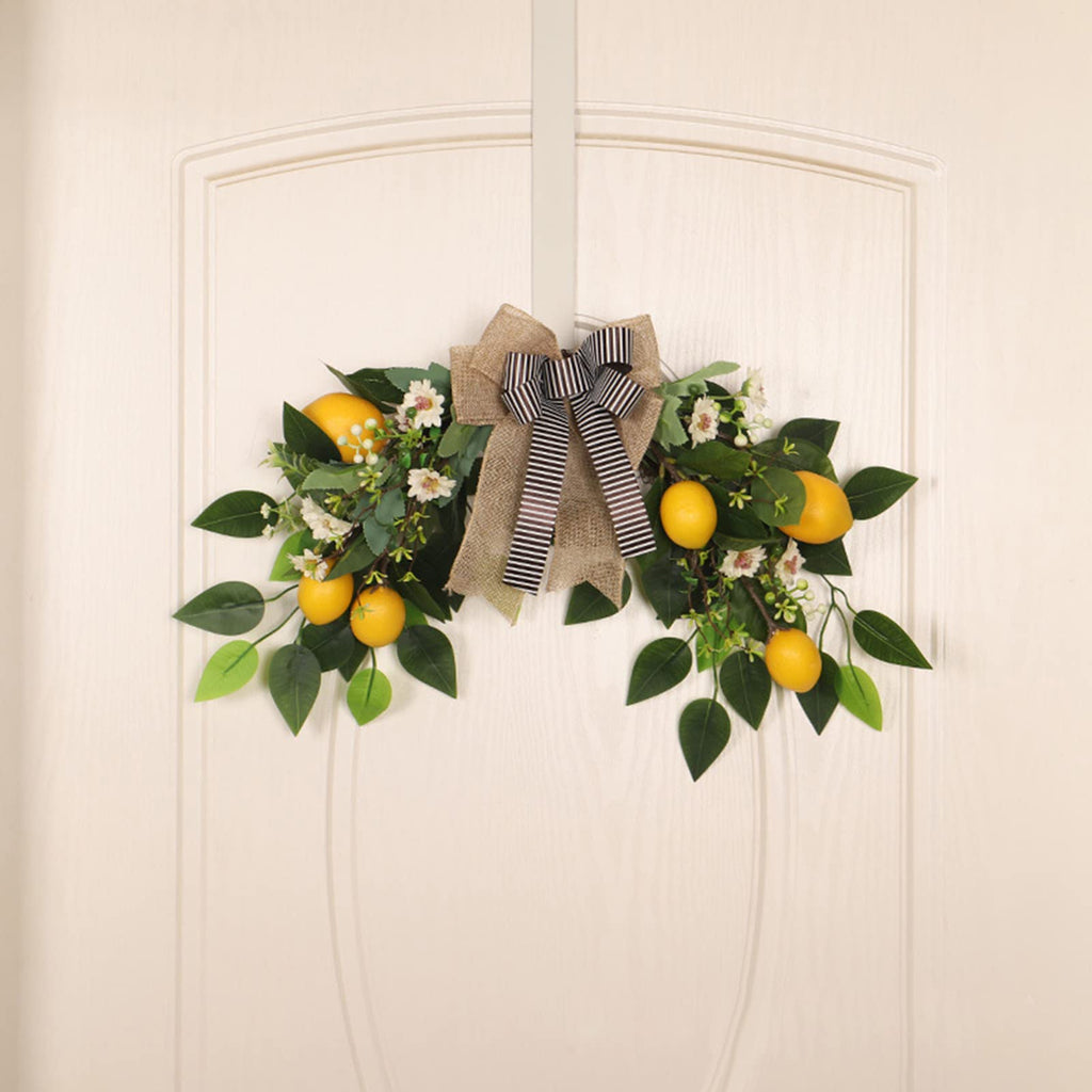 Flower Swag Artificial Lemon Swag 22In Spring/Summer Wreath Fruit Wreath Garland with Ribbon Daisy and Eucalyptus