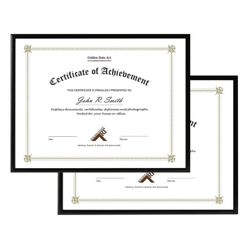 8.5x11 Metal Certificate Frame Black 2 Pack Real Glass