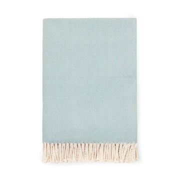 Celine Herringbone, 100% Cotton Throw Blanket - Aqua