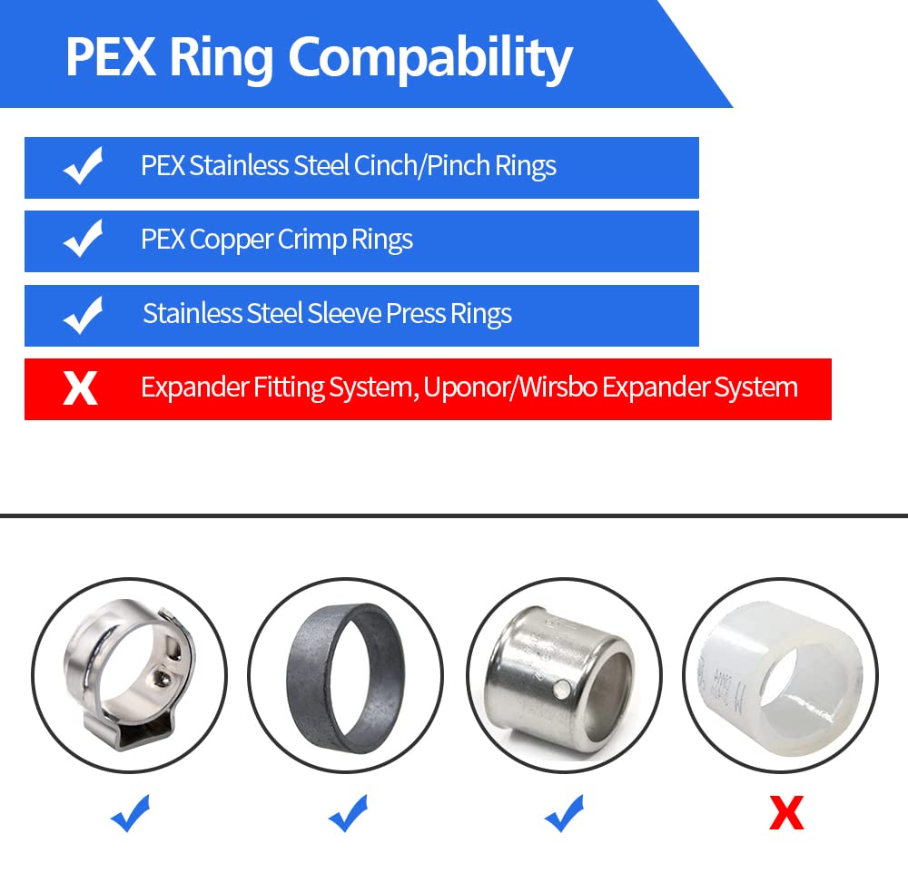 90pcs 1/2" Poly PPSU Barb Crimp PEX Fitting Combo, No Lead