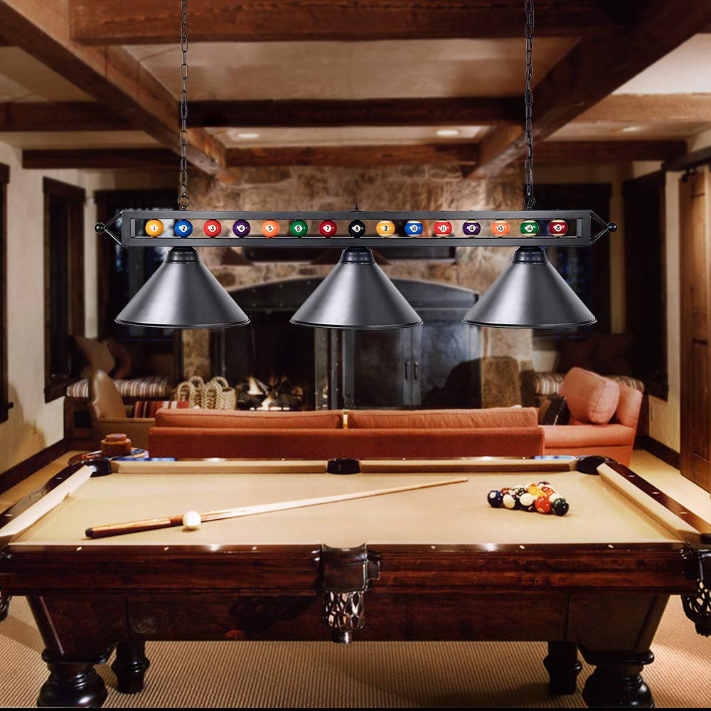 59 Inch Pool Table Light for Game Room with Billiard Ball Decor