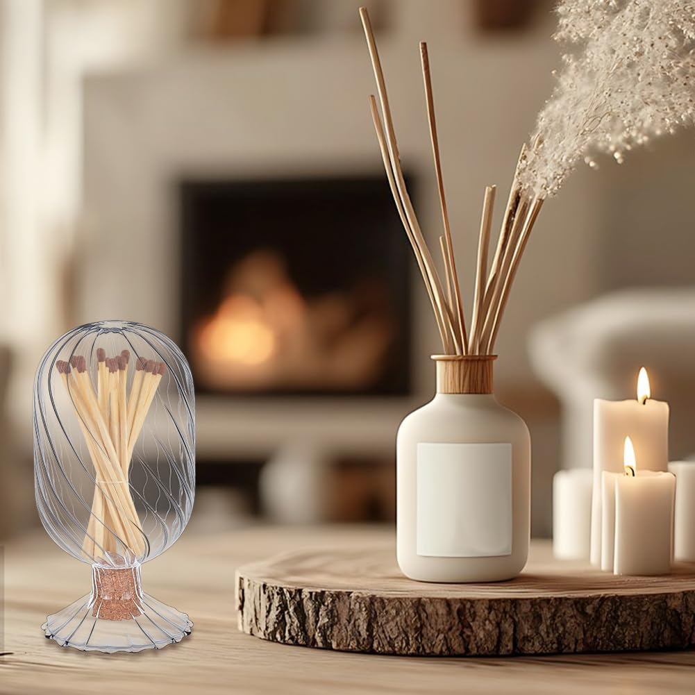 Decorative Glass Matches Cloche Glass Match Holder Clear Match Cloche Jar Fancy Bathroom Cloches Bottle Home Decor