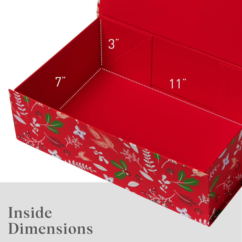Christmas Gift Box with Magnetic Lid 3-Pack | Red Decorative Gift Boxes for Presents, Holiday Gifts, Treats