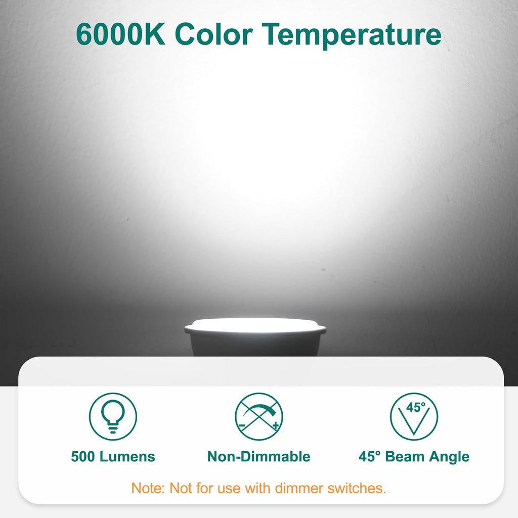 GU10 LED Bulb 5W, for Spotlight, Daylight White 6000K, 500LM, 10Pack