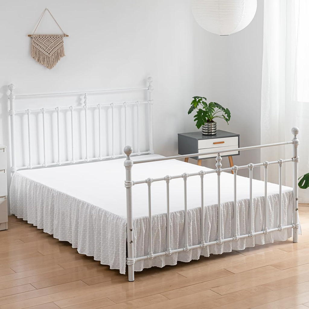 Tufted Dot Bed Skirt Queen Size - Ruffled Bed Skirt with Split Corners
