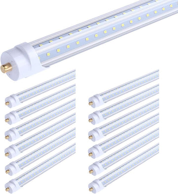 T8 V Shaped 8FT LED Tube Light,Need Bypass Ballast,65W Single Pin FA8 Base, 7800LM, 5000K Daylight White 8 Foot