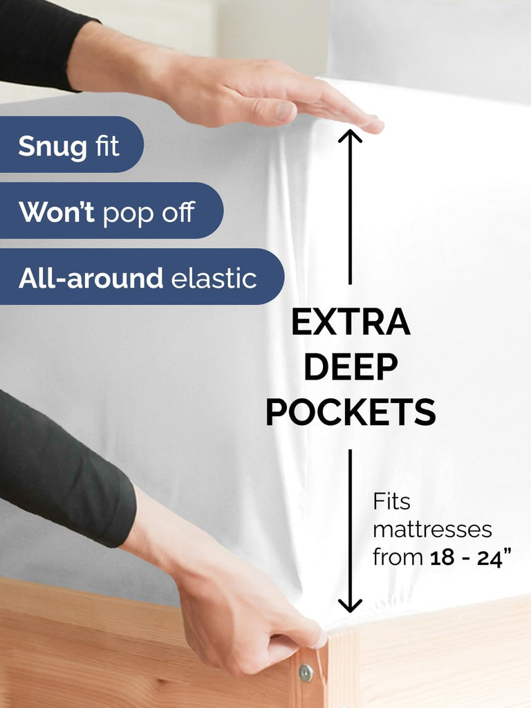 Extra Deep King Sheet Set - 6 Piece Breathable and Cooling Sheets - Hotel Luxury Bedding for Women, Men, Kids & Teens