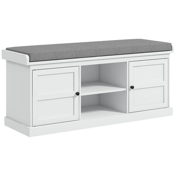 Shoe Bench with Cushion Storage Bench White
