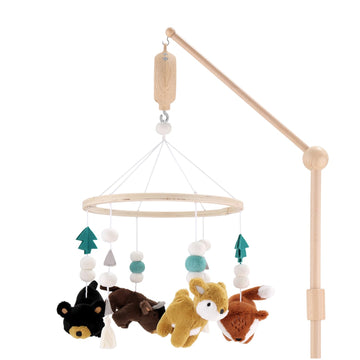 Crib Mobile for Boys or Girls - Wooden Musical Baby Crib Mobile with 12 Lullabies, Western Woods Baby Western Woods