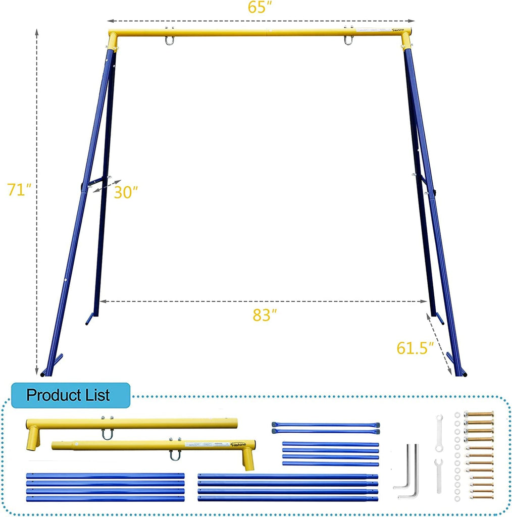 43" Saucer Tree Swing Metal Frame Full Steel Swing Stand, Swing Set 71" High Textilene & Full Metal Tubes (Blue Stand)