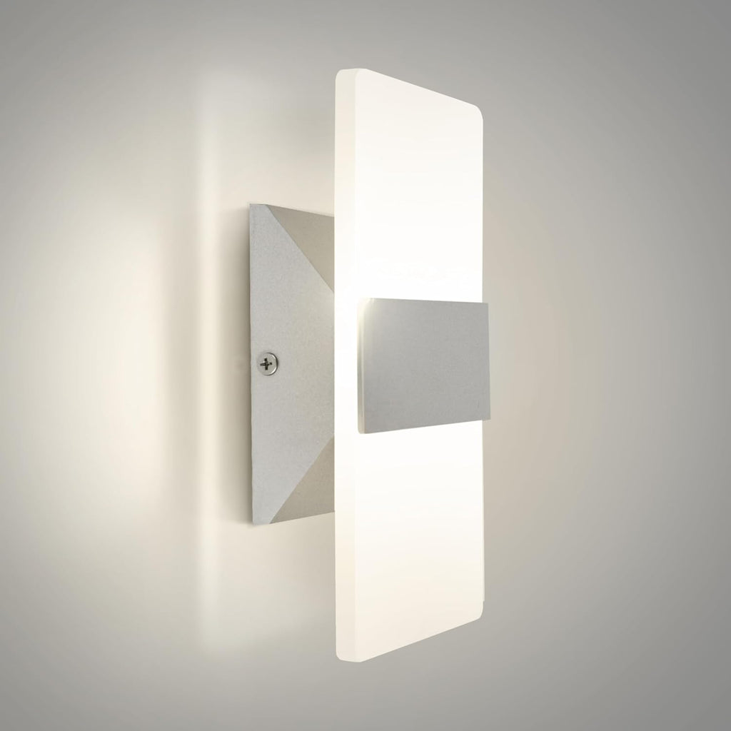 8 Inch Indoor LED Wall Sconce - 10W 2700K-5000K Dimmable Brushed Nickel Wall Sconce Lights - Modern Wall Sconces