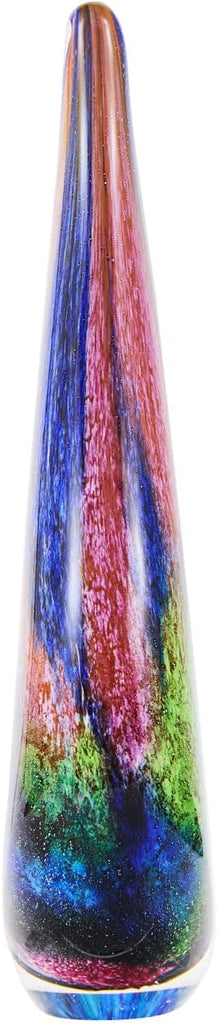 Hand Blown Abstract Hollow Tear Drop Sommerso Art Glass Sculpture Decor 11.5 inch Tall Centerpiece Table Decoration