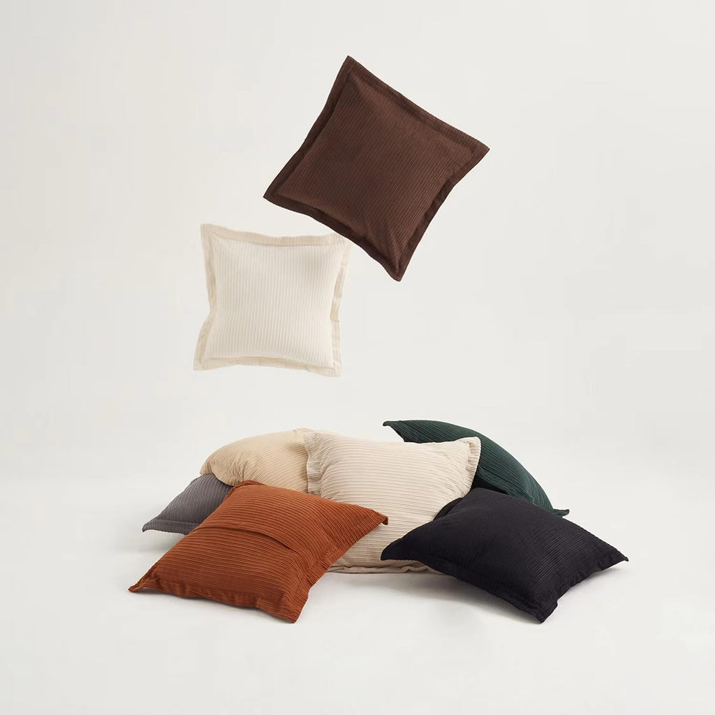 Set of 3 Soft Striped Corduroy Throw Pillow Covers 18x18inch