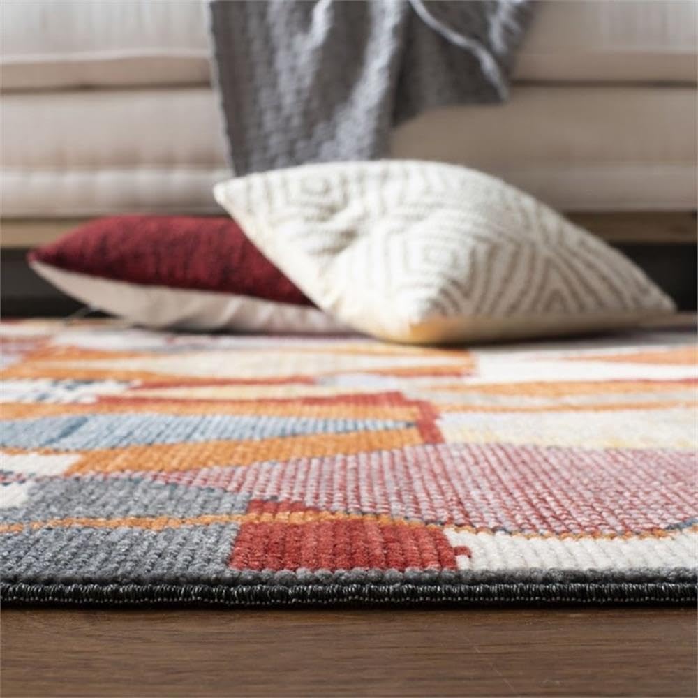 Farmhouse Collection Orange / Navy FMH853P Boho Moroccan Tribal Tassel Area Rug