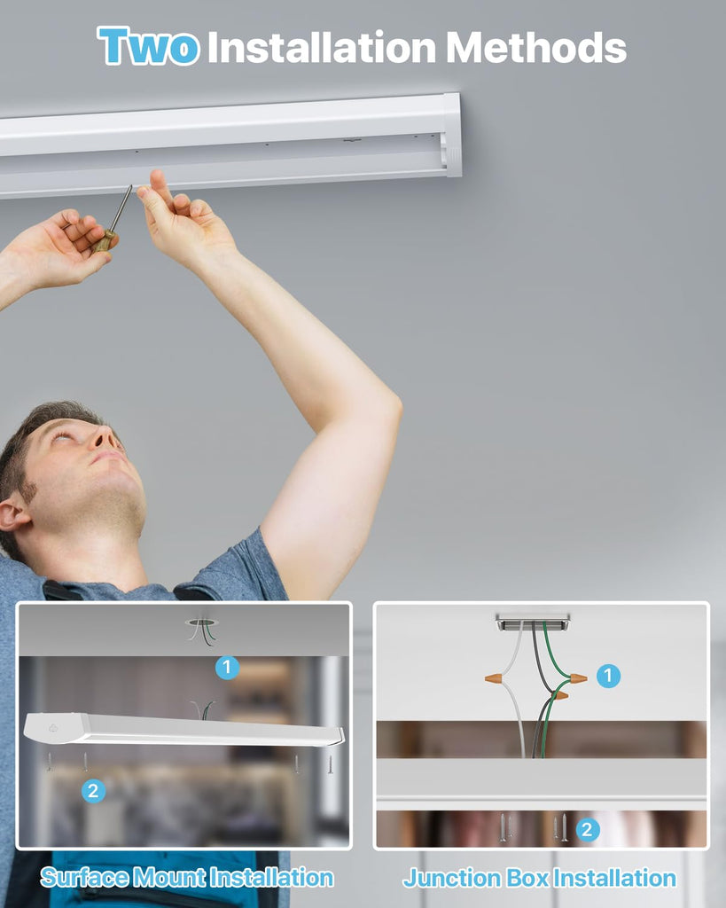 4FT LED Wraparound Light, 60W/50W/40W, 4000K 48Inch Garage Ceiling Lights Surface Mount, ETL Listed