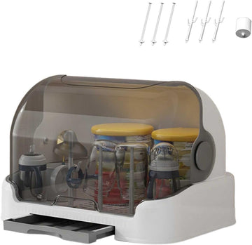 Baby Bottle Drying Rack with Lid,Baby Bottle Storage with Removable Drain,Tray Space Saving Infant Bottle Rack Dryer