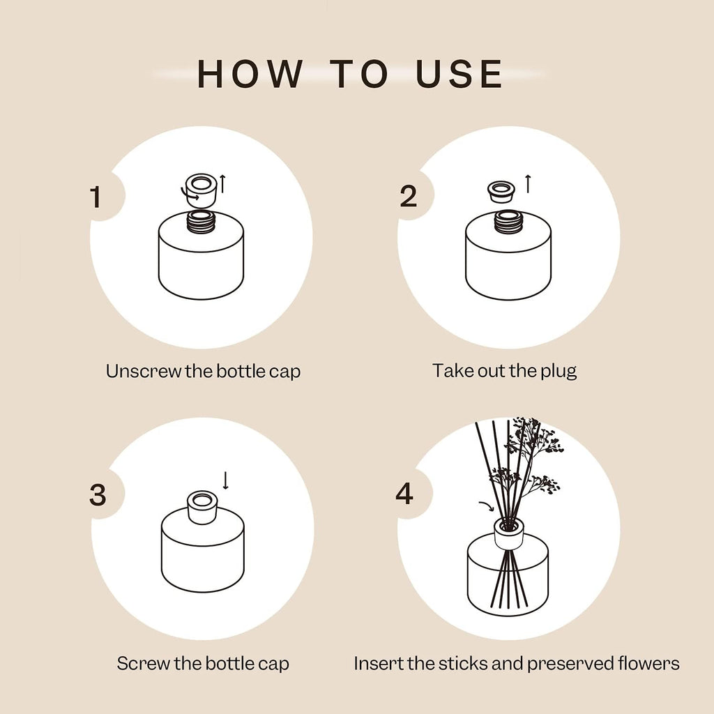 Premium Reed Diffuser Set with Preserved Baby's Breath & Cotton Stick Lavender Thyme | 6.76 Fl.oz Scent Diffuser - Set of 10