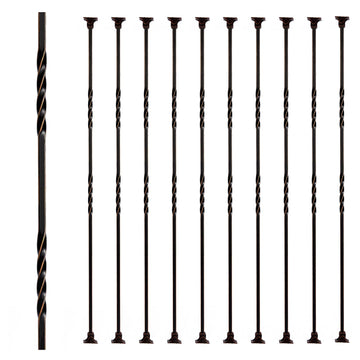 Oil Rubbed Copper Staircase Balusters - 1/2inch x 44inch, Shiny and Finely Textured Metal railings, Double Twist