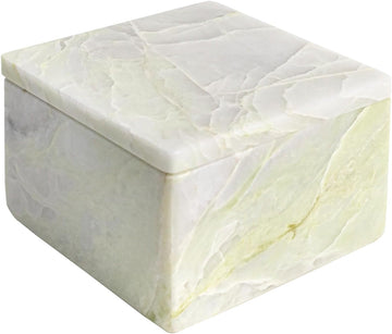 Natural Marble Storage Box with Lid, Stone Decorative Organizer Box for Jewelry, Luxury Keepsake Boxes Decor, Square