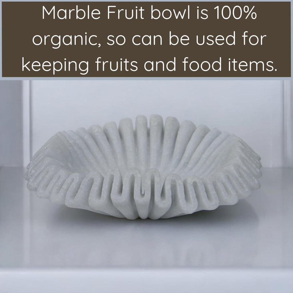 Marble Ruffle Bowl Handcrafted Decorative ScallopBowls - Antique Catchall Jewelry Dish Fruit Organizer (6 inches)