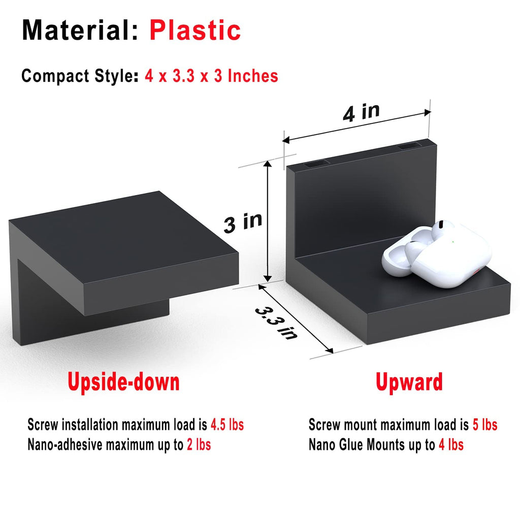 7-Set Small Floating Wall Shelf, No Drill Bathroom Shelf Black